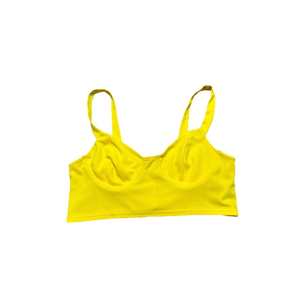 Plus Size Crop Top Womens 2X Curvy Yellow Baby Girl Festival Concert Blouse - Picture 6 of 6
